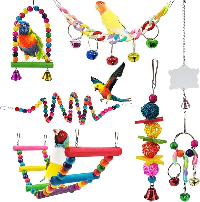 Parakeet Toys,7 Pcs